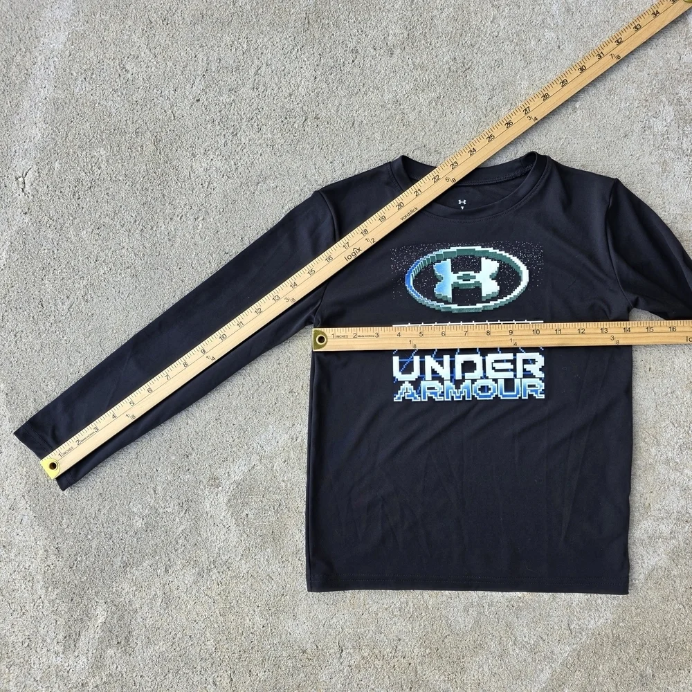 Under Armour Youth 7 Long Sleeve Shirt Bundle – 2 Pack Red & Black Logos